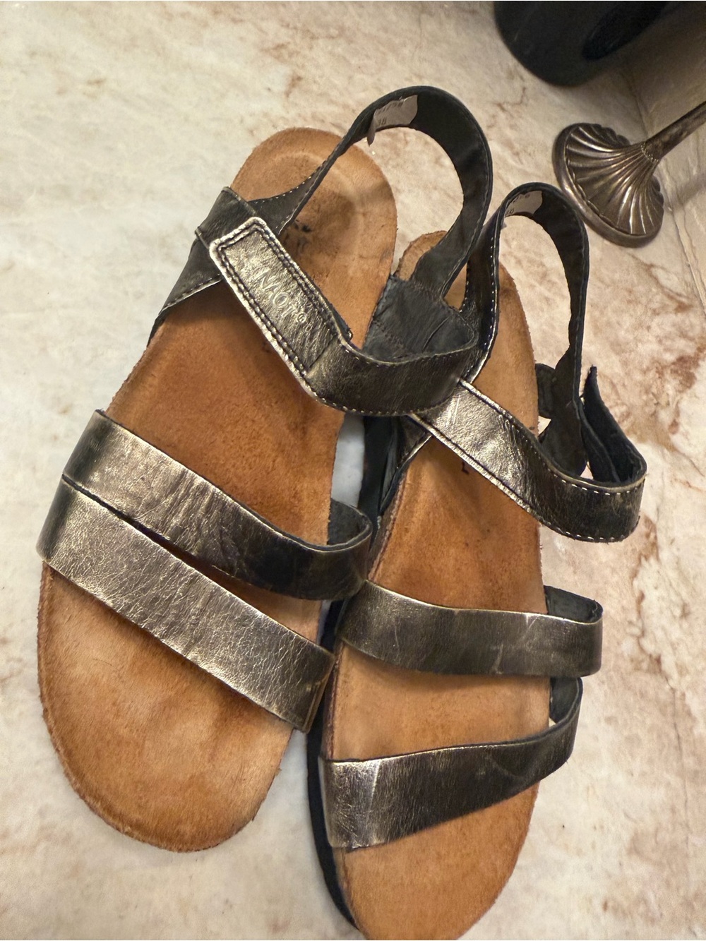 Naot Kayla sandals metallic pewter Sz 38 (7-7.5)